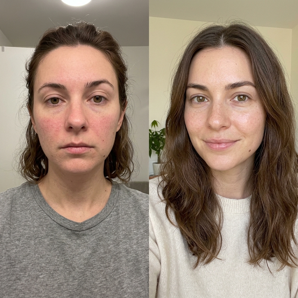 Sarah, 32 before and after using TrueTap — Cystic acne · 8 weeks